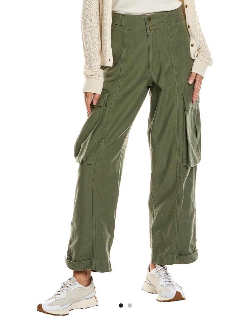 Frame Denim Olive Green Wide Leg Cargo Pants